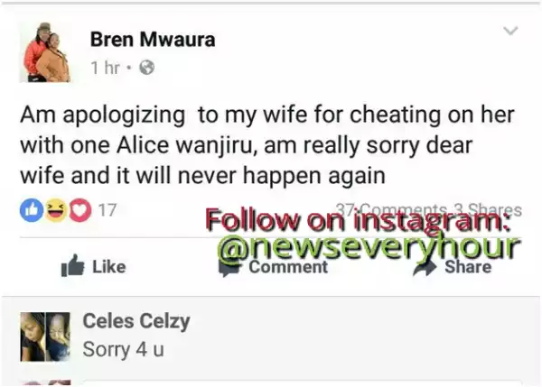 GOBE! See What This Man Said To His Wife On Facebook After Cheating On Her (photos)